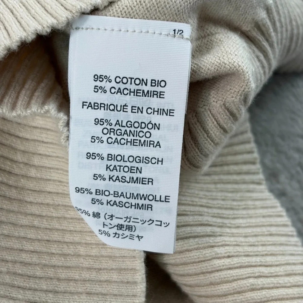 VUORI Fluent Sweater in Bone Cotton Cashmere‎ Blend Men Medium Lightweight $110